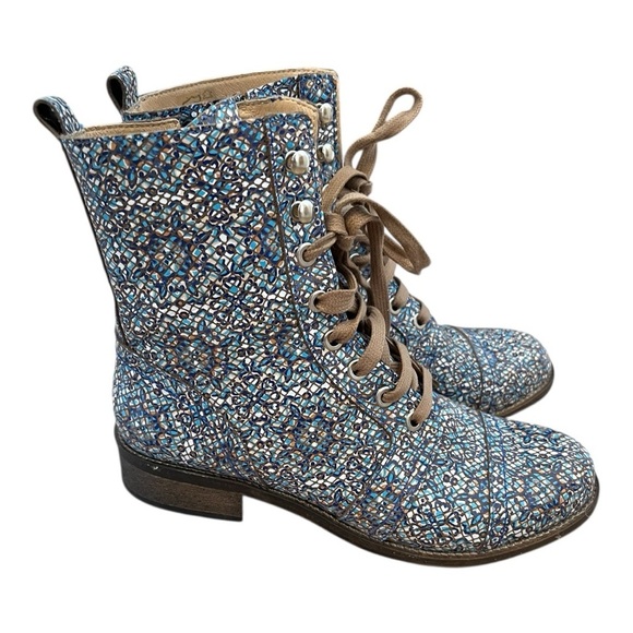 Unity.In.Diversity Liberty Leather patterned Lace Up Side Zipper Boots EU 38 - Picture 1 of 8